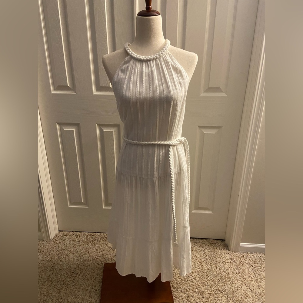 LOFT White Halter Midi Dress